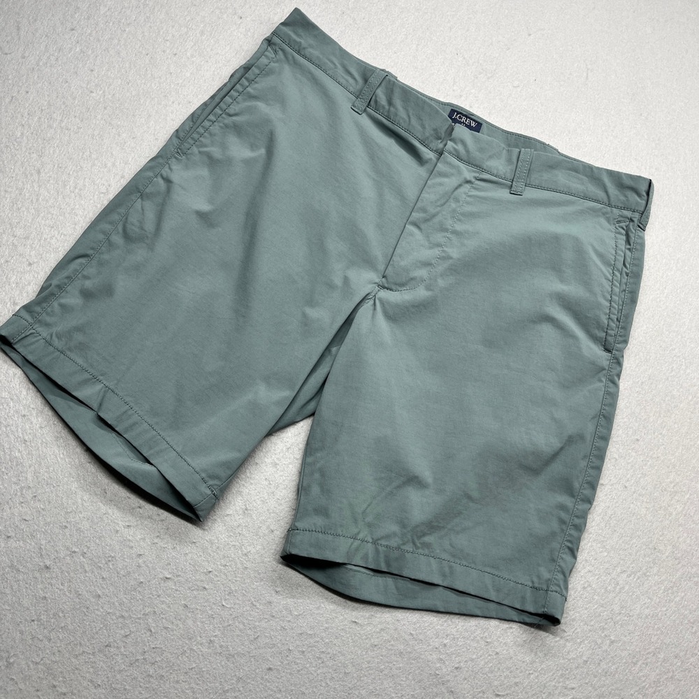 J.Crew Flex Gramercy Shorts Mens 33‎ Sage Green Performance Stretch Chino 9"